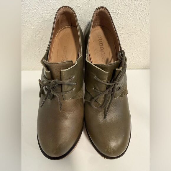 ANTHROPOLOGIE Cubanas Olive Leather Platform Oxford Clogs – Size 7 – VGUC - Picture 2 of 9